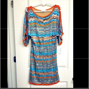 Trina turk rainbow chevron dress size medium
